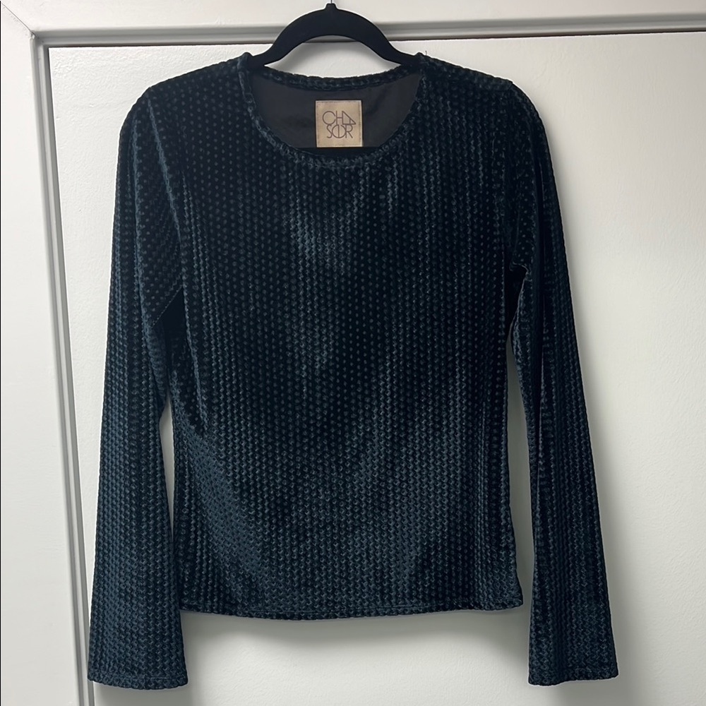 Chaser women’s Blue Fitted union check burnout long sleeve size m